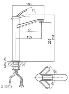Смеситель для накладной раковины DQ Venice Rialto хром DA1062041